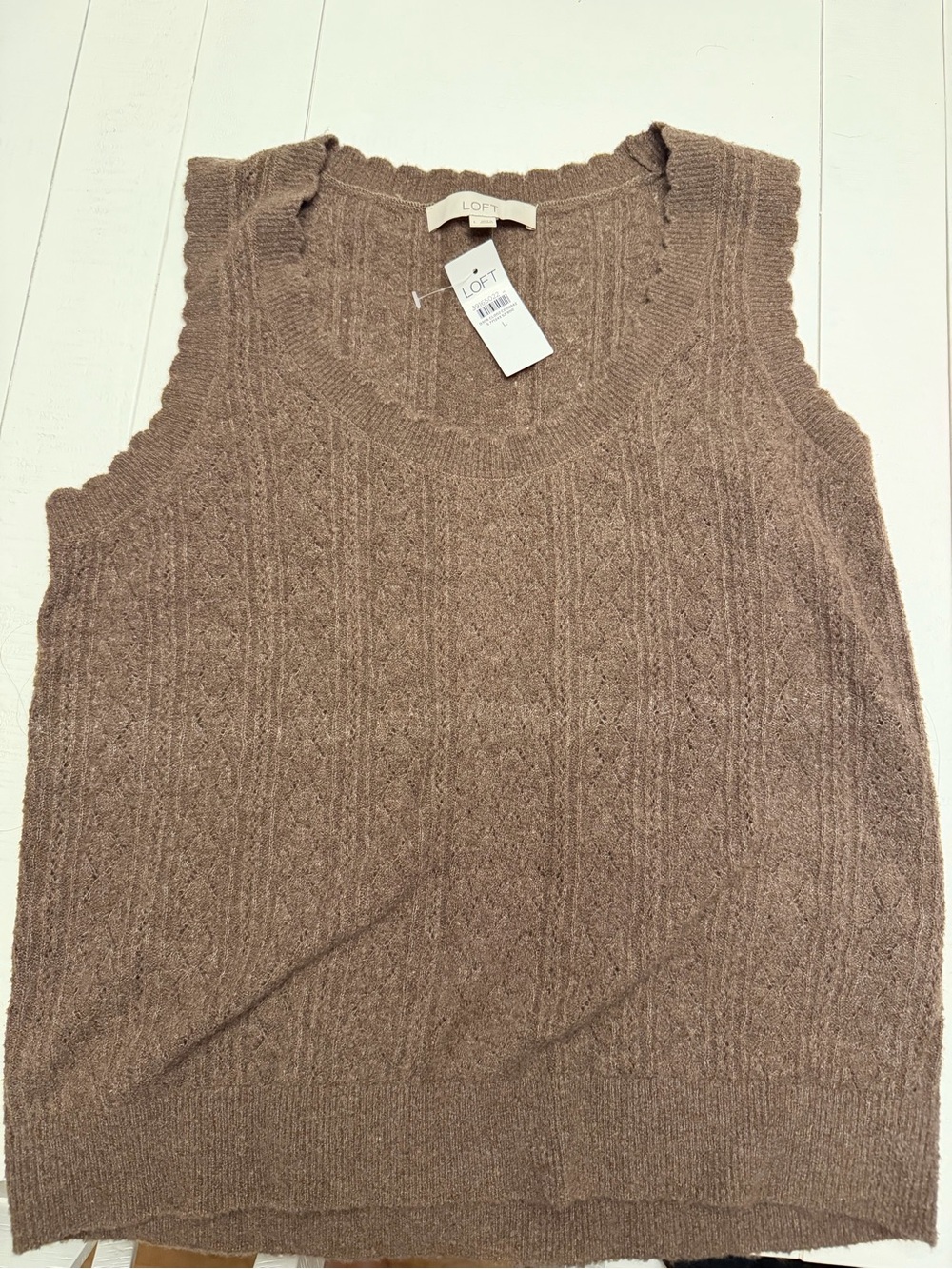 LOFT Brown Ribbed Cardigan & Matching Tank Set - Picture 5 of 6